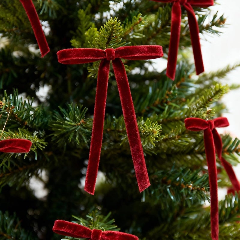 REDWORD 30PCs Burgundy Bows for Christmas Tree, 5 x 7 Inch Burgundy Velvet Bows Velvet Christmas Ornaments Burgund y Christmas Tree Bow for Vintage Christmas Decor Holiday Decor, Gift Wrapping and Wedding - Image 4
